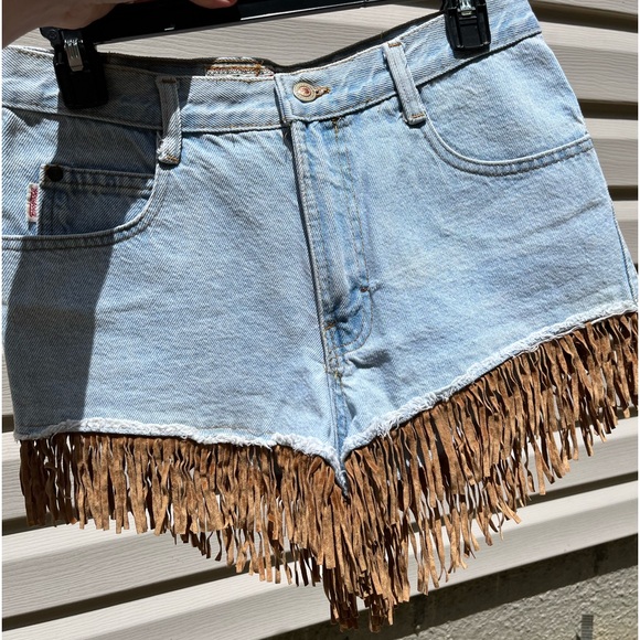 80s Joujou Western Denim Fringe Shorts - Picture 12 of 13